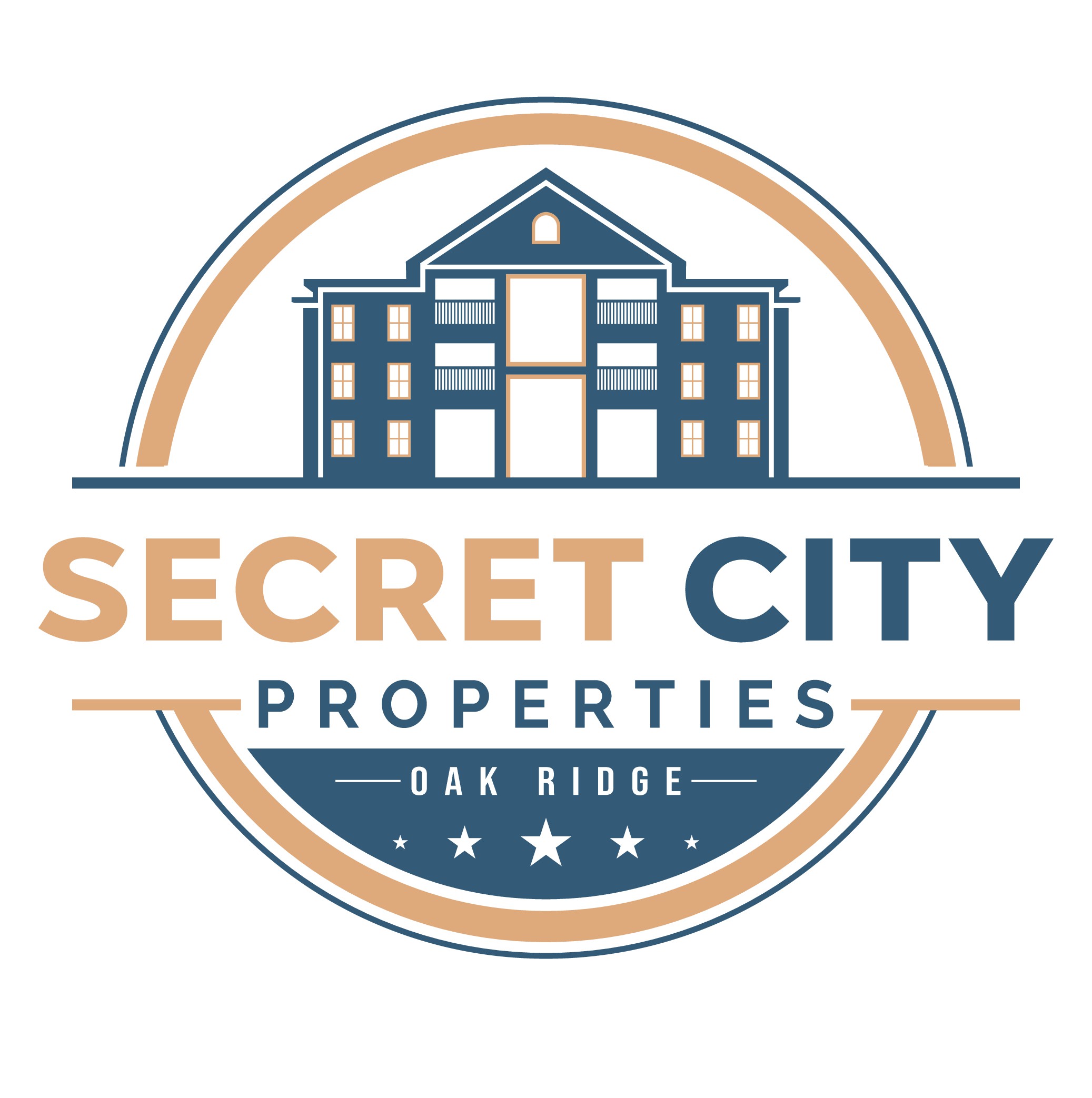 A logo for Secret City Properties in Oak Ridge.